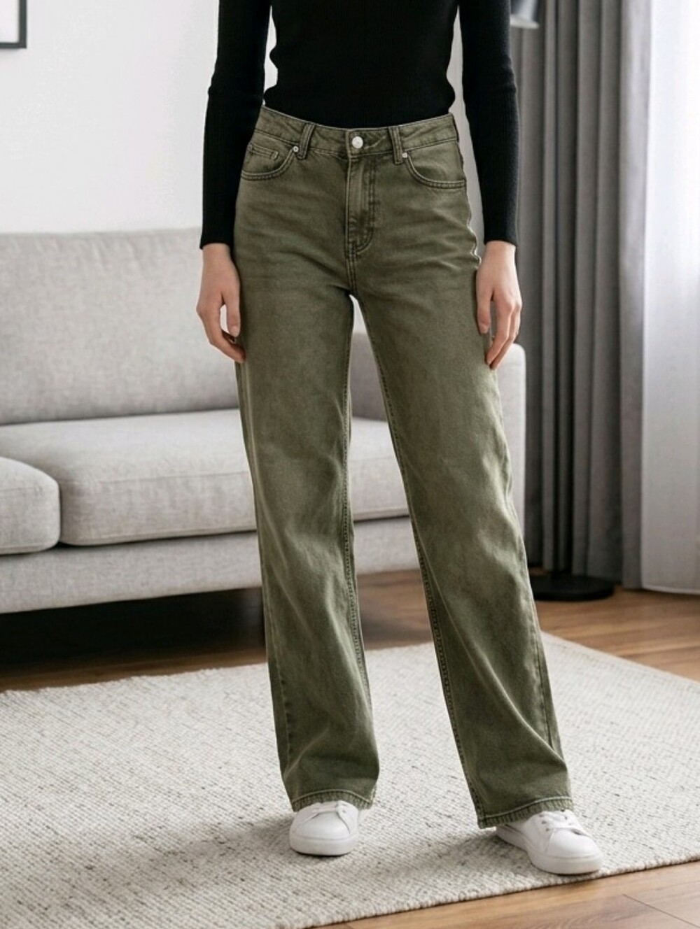Flamingals Straight Leg Green Pants NWT Large